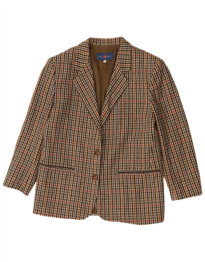Giacca blazer a 2 bottoni da donna Les Copains IT 44 pied de poule marrone medio