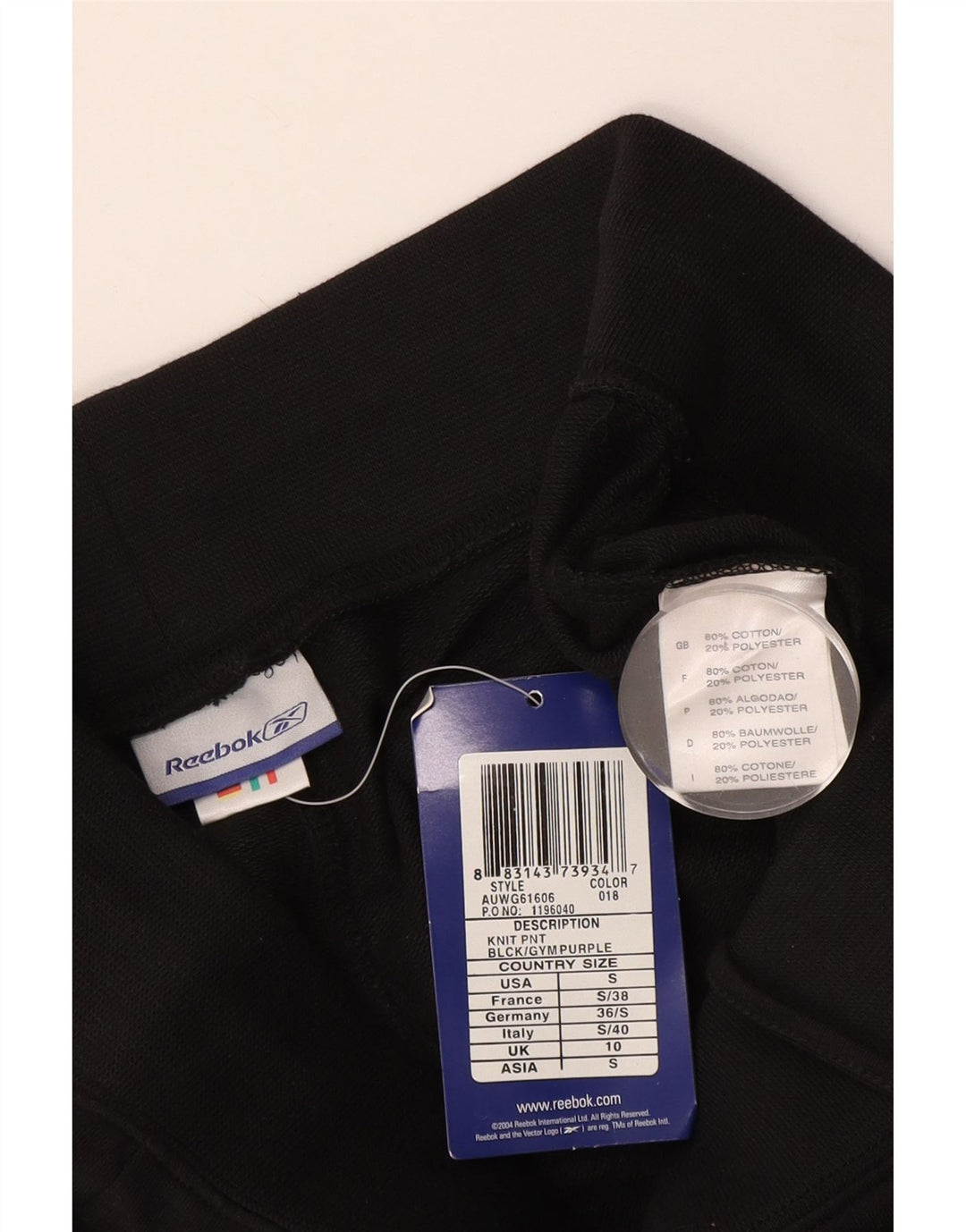 Pantaloni della tuta da donna Reebok UK 10 Small Black Cotton