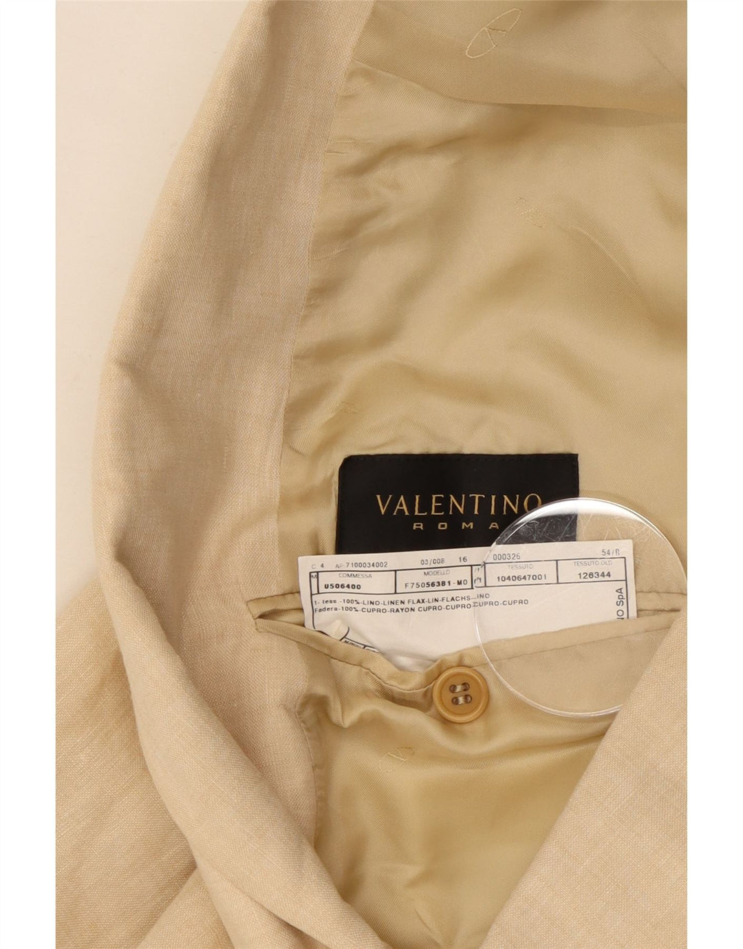 Giacca Blazer Doppiopetto Valentino Uomo IT 54 2XL Lino Beige