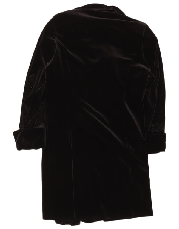 Soprabito vintage da donna in velluto UK 16 grande poliestere nero
