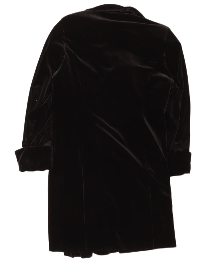 Soprabito vintage da donna in velluto UK 16 grande poliestere nero