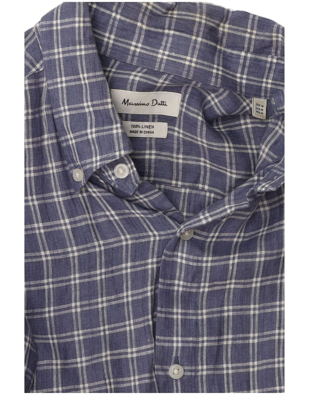 Camicia da uomo Massimo Dutti in lino a quadri blu medio
