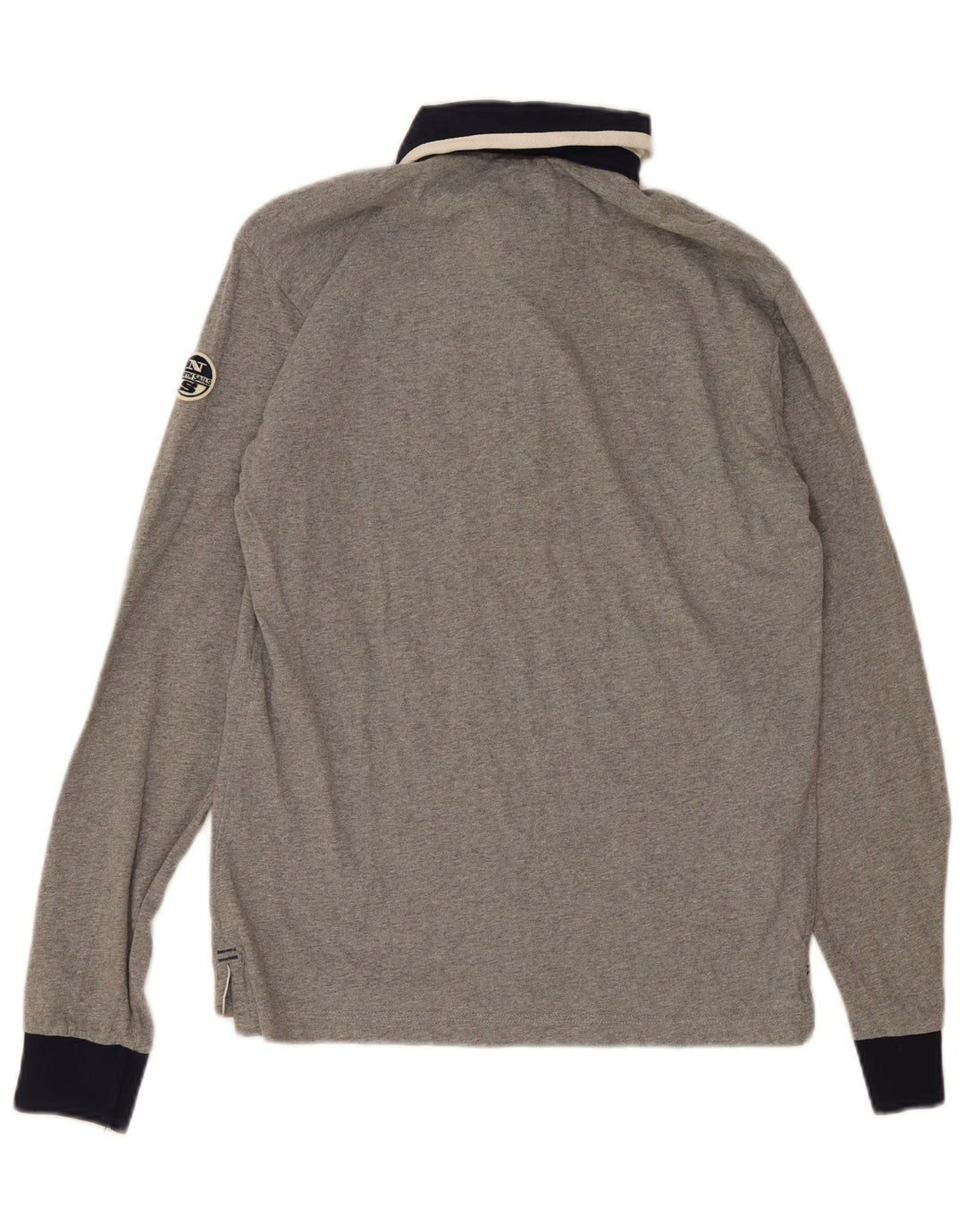 Polo da rugby da uomo a maniche lunghe North Sails in cotone grigio medio