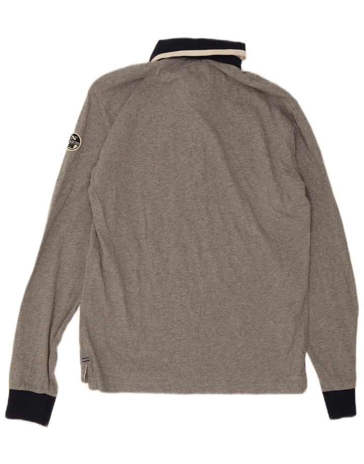 Polo da rugby da uomo a maniche lunghe North Sails in cotone grigio medio