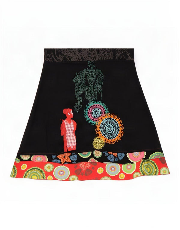 Desigual Gonna a trapezio con grafica da donna XL W36 Nera geometrica