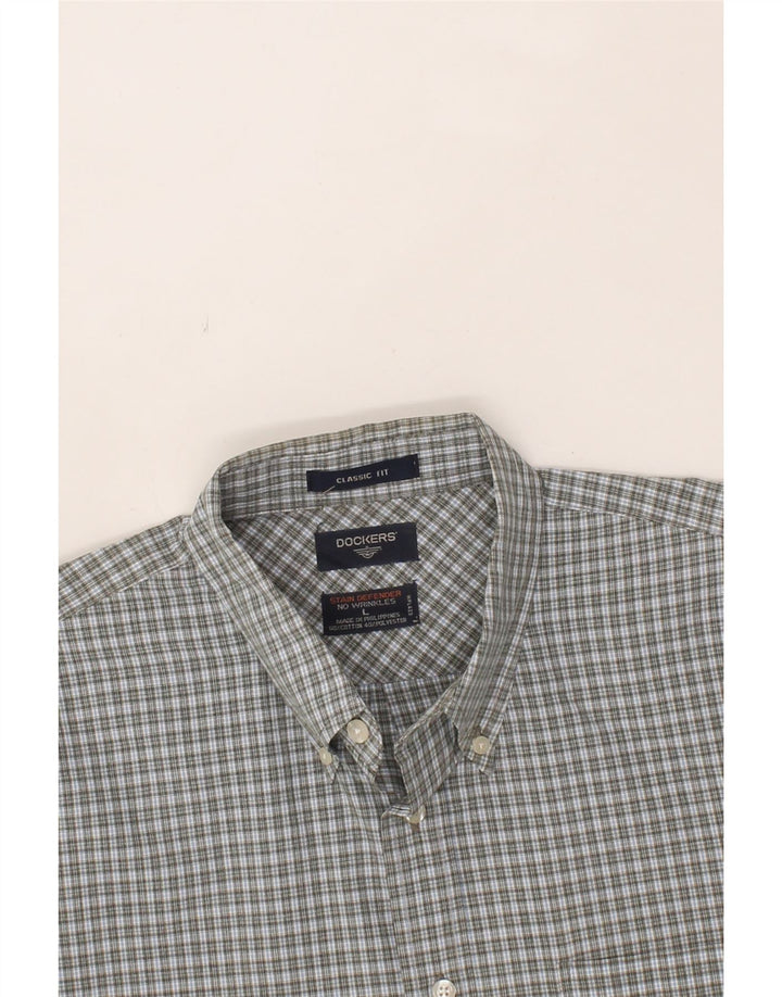 DOCKERS Mens Classic Fit Shirt Large Grey Check Cotton Vintage Dockers and Second-Hand Dockers from Messina Hembry 