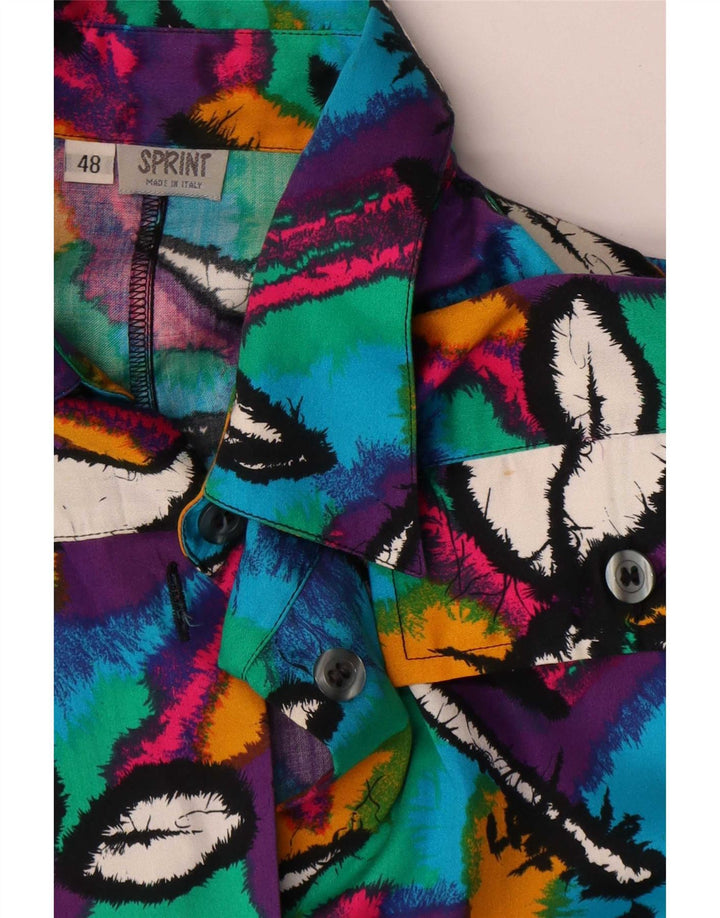 Abito camicia vintage da donna con motivo astratto IT 48 XL multicolore