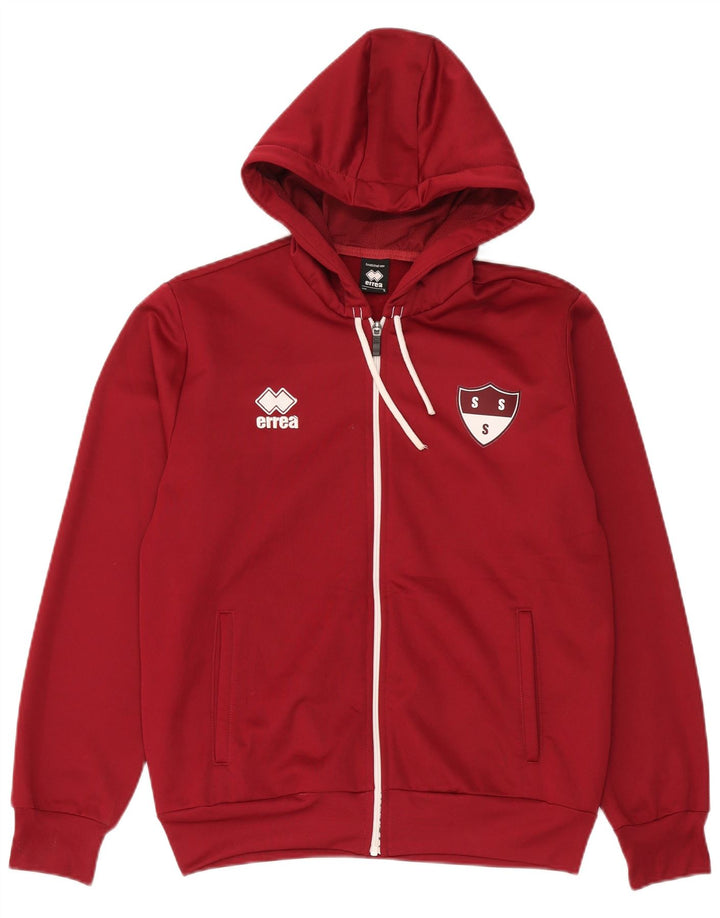 ERREA Felpa con cappuccio da uomo con zip grande rossa in poliestere