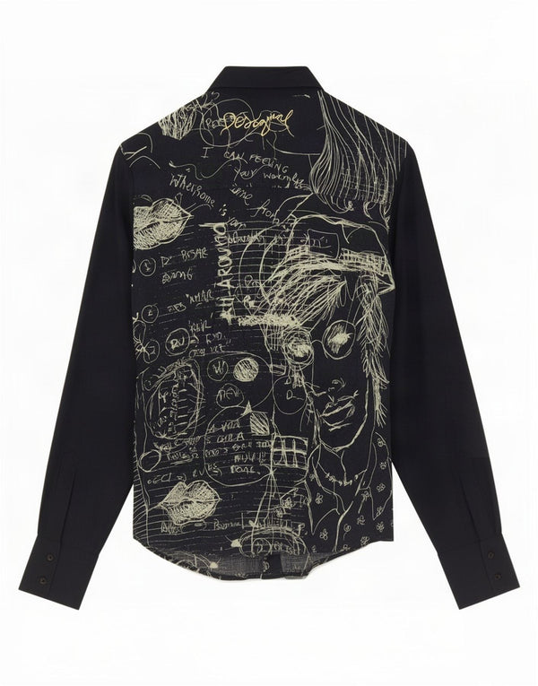 Camicia grafica da donna Desigual UK 12 Medium Navy Blue Viscosa