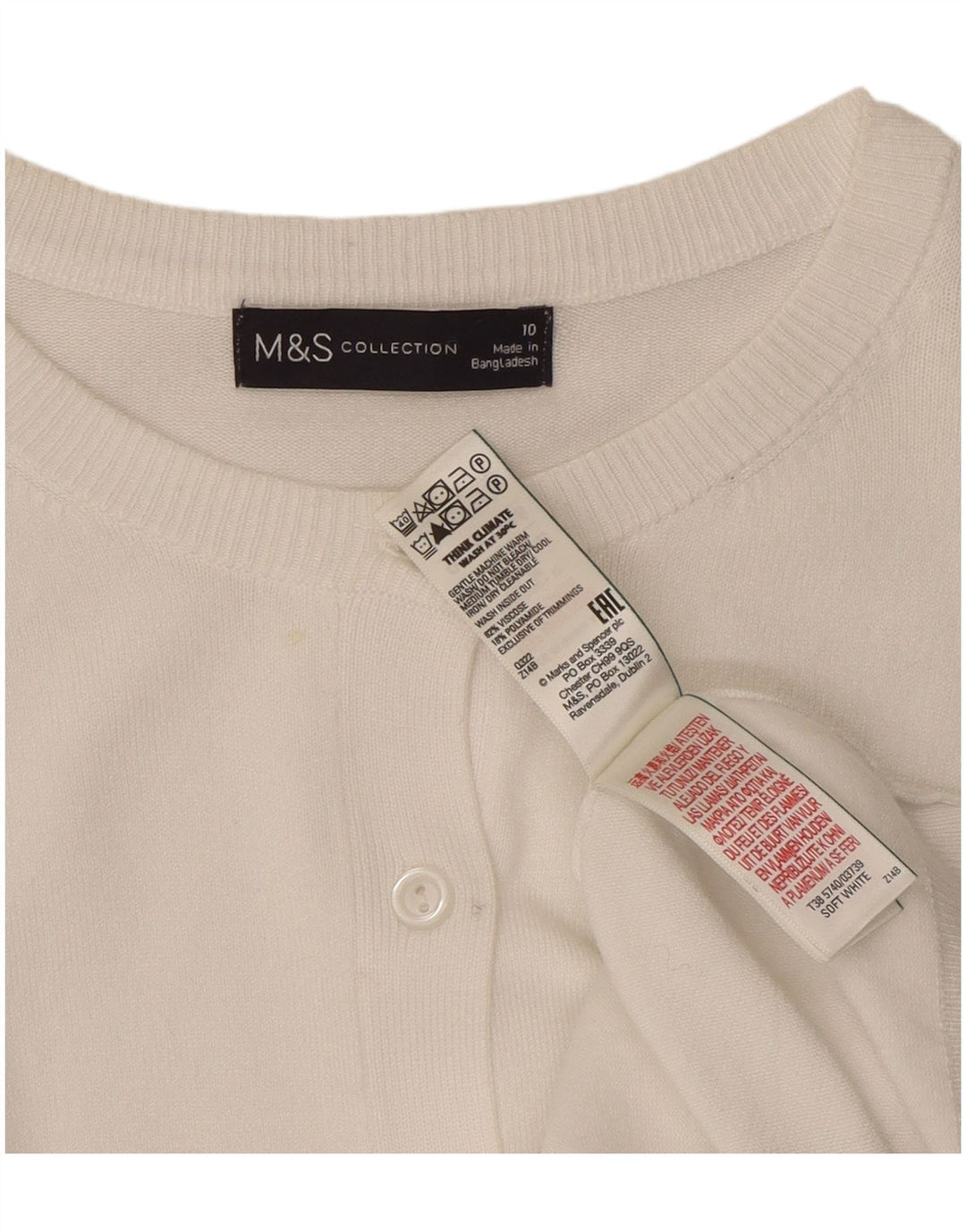 Maglione cardigan da donna Marks & Spencer UK 10 piccolo viscosa bianca