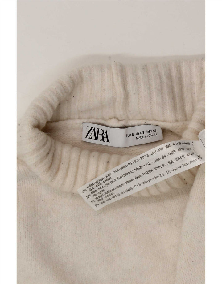 Maglione a collo alto oversize da donna Zara UK 10 piccolo acrilico bianco