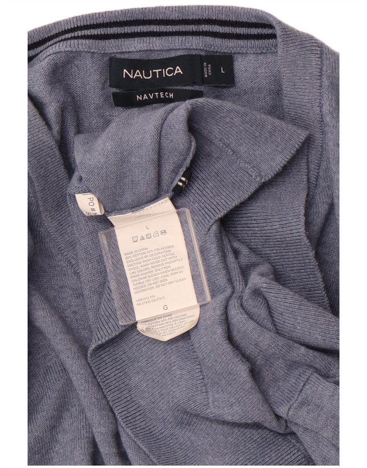 NAUTICA Maglione da uomo con scollo a V Navtech grande cotone blu
