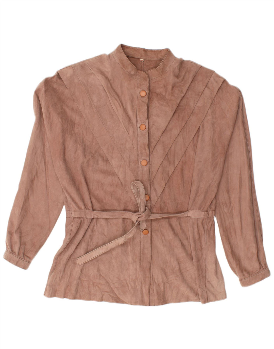 Camicetta camicia in pelle scamosciata da donna VINTAGE EU 44 XL Marrone