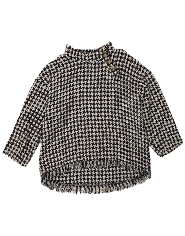 Maglione Zara da donna con collo a bottoni, UK 14, pied de poule medio nero