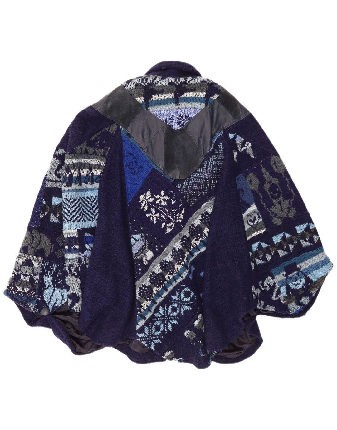 Cappotto a mantella da donna Tauros Creation taglia unica blu navy Fair Isle
