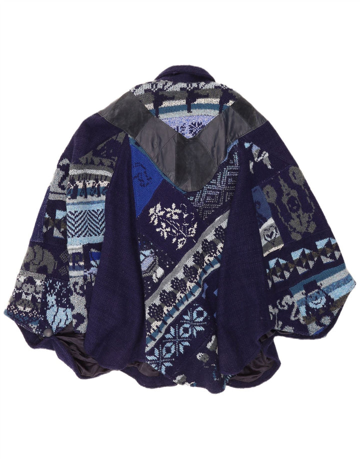 Cappotto a mantella da donna Tauros Creation taglia unica blu navy Fair Isle