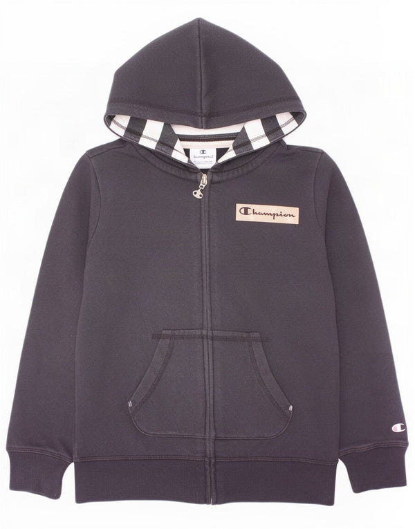 Maglione con cappuccio e zip grafica Champion da ragazzo 9-10 anni in cotone nero medio