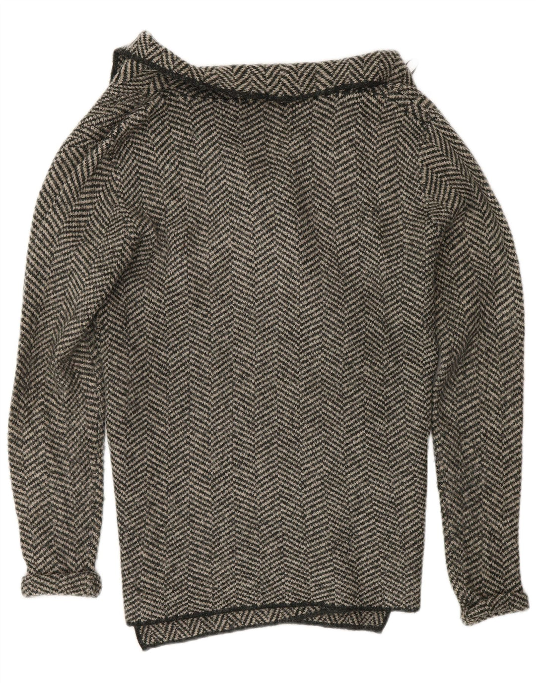 Maglione cardigan aperto da donna Zara UK 14 Acrilico a spina di pesce grigio medio