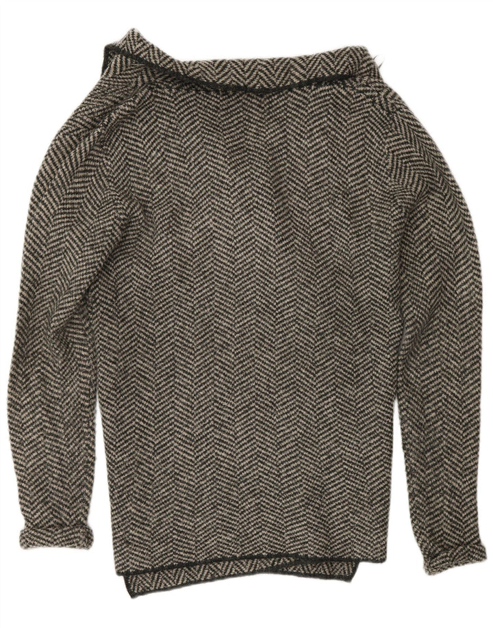 Maglione cardigan aperto da donna Zara UK 14 Acrilico a spina di pesce grigio medio