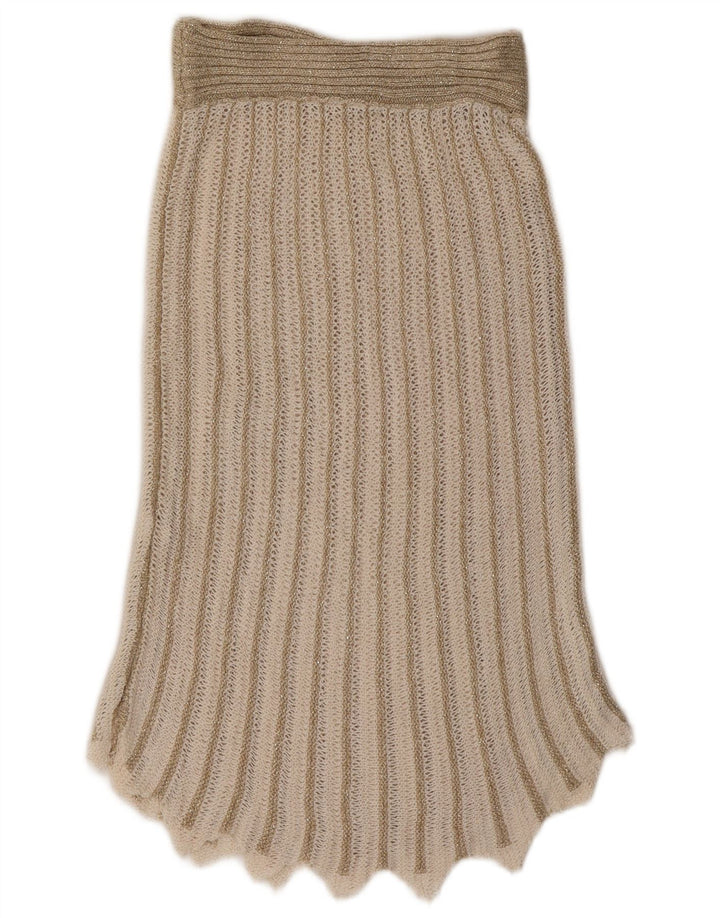 Set gonna vintage da donna in 2 pezzi UK 8 piccolo W26 acrilico a strisce beige