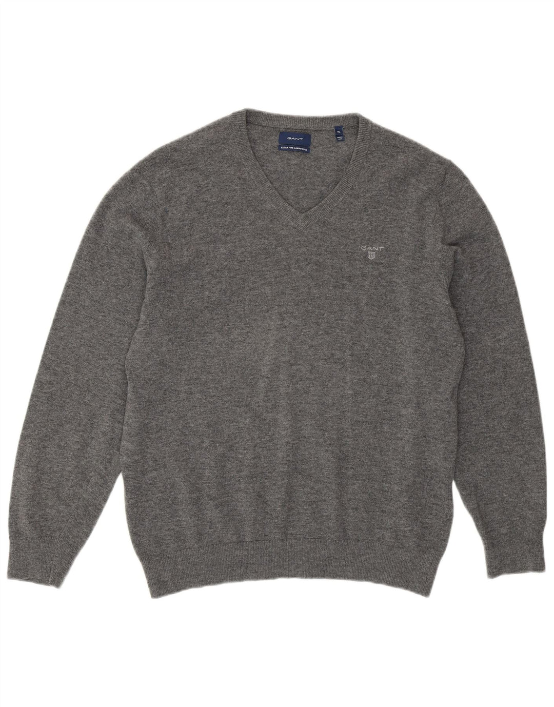 GANT Maglione da uomo con scollo a V XL in lana d'agnello grigia