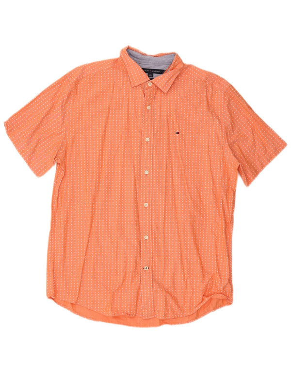 Camicia da uomo a maniche corte classica Tommy Hilfiger Large Orange Spotted