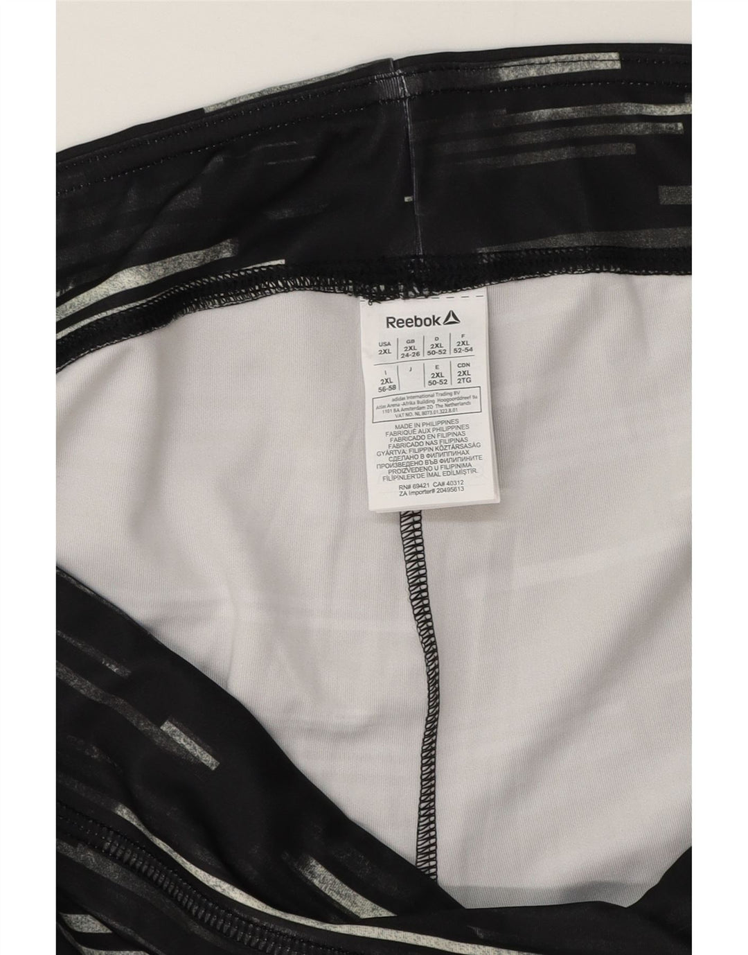 Leggings Reebok Donna Capri UK 24/26 2XL Poliestere a righe nere