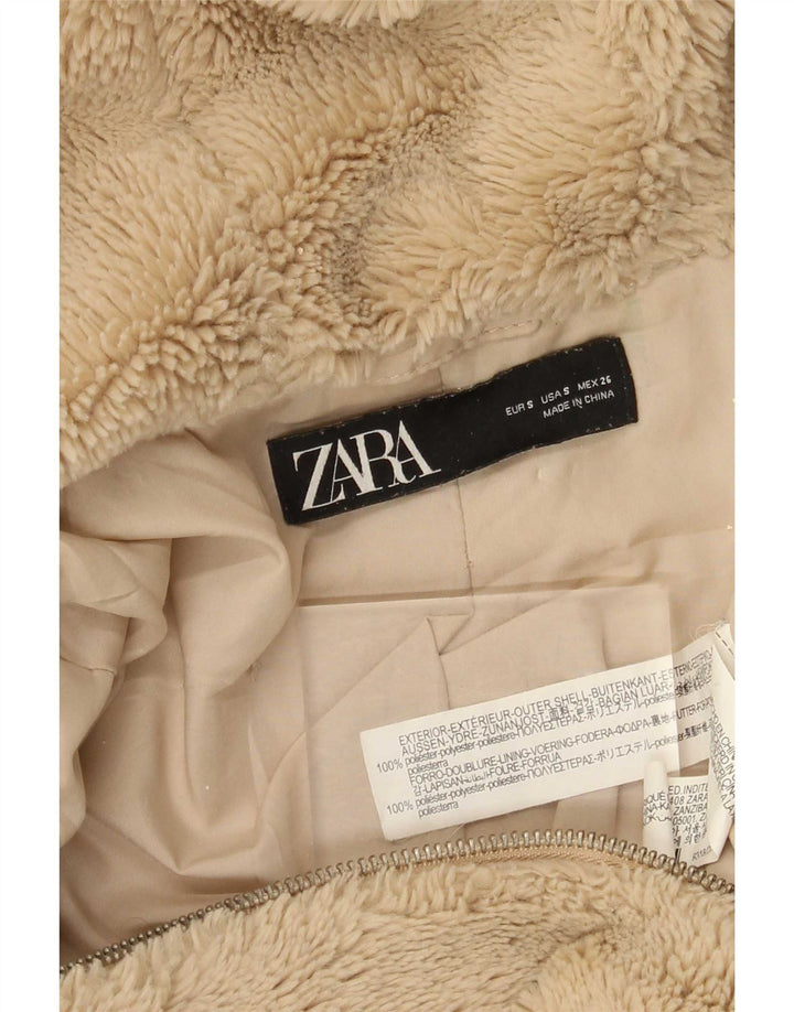Giacca in pile oversize con cappuccio con orsetto da donna Zara UK 10 piccola Beige