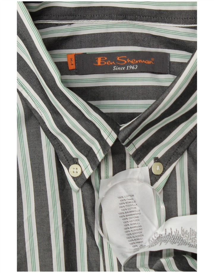 Camicia da uomo Ben Sherman XL in cotone a righe grigie