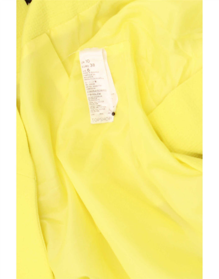 Giacca blazer aperta da donna Topshop UK 10 piccola poliestere giallo