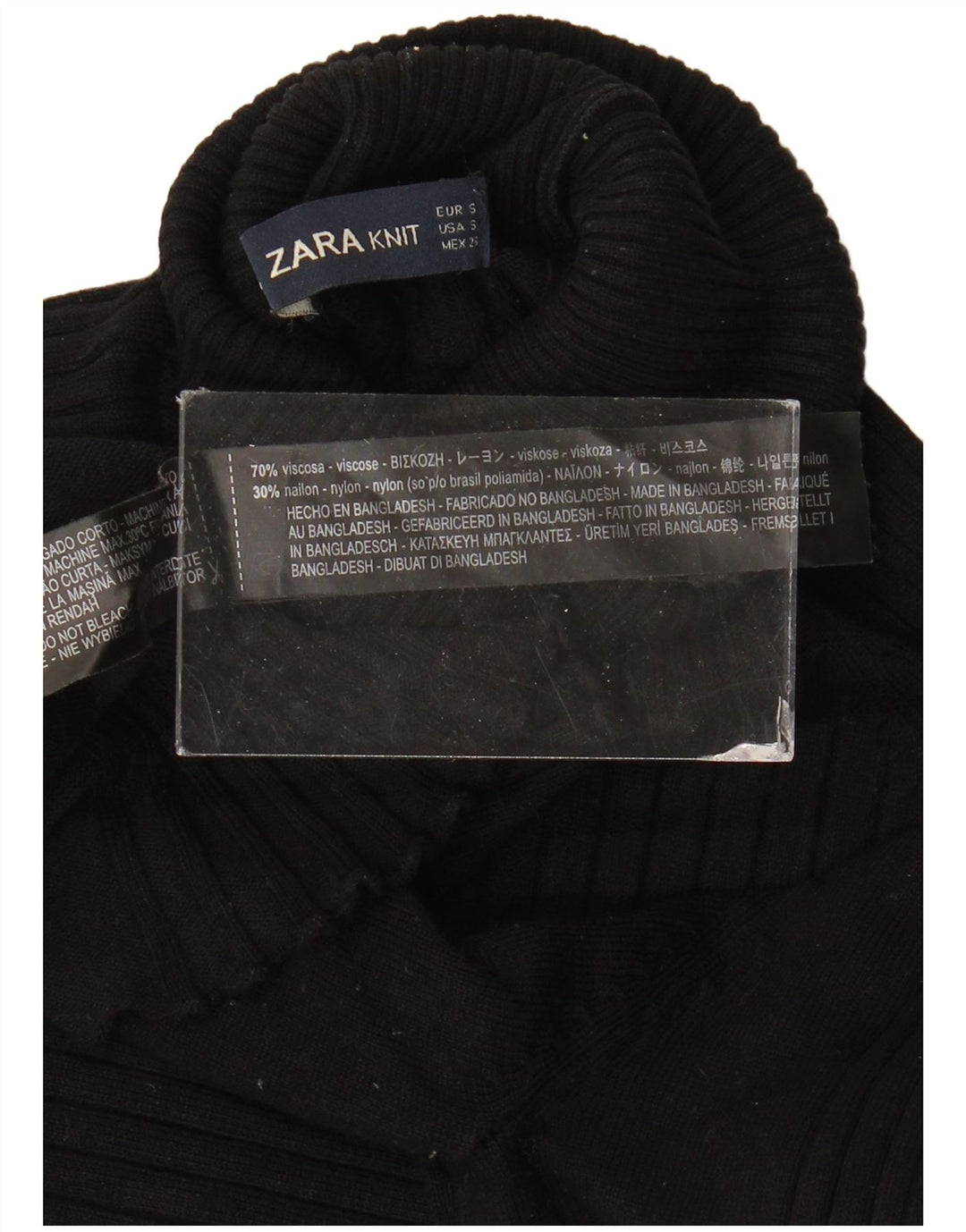 Maglione maglione a collo alto da donna Zara UK 8 piccolo in viscosa nera