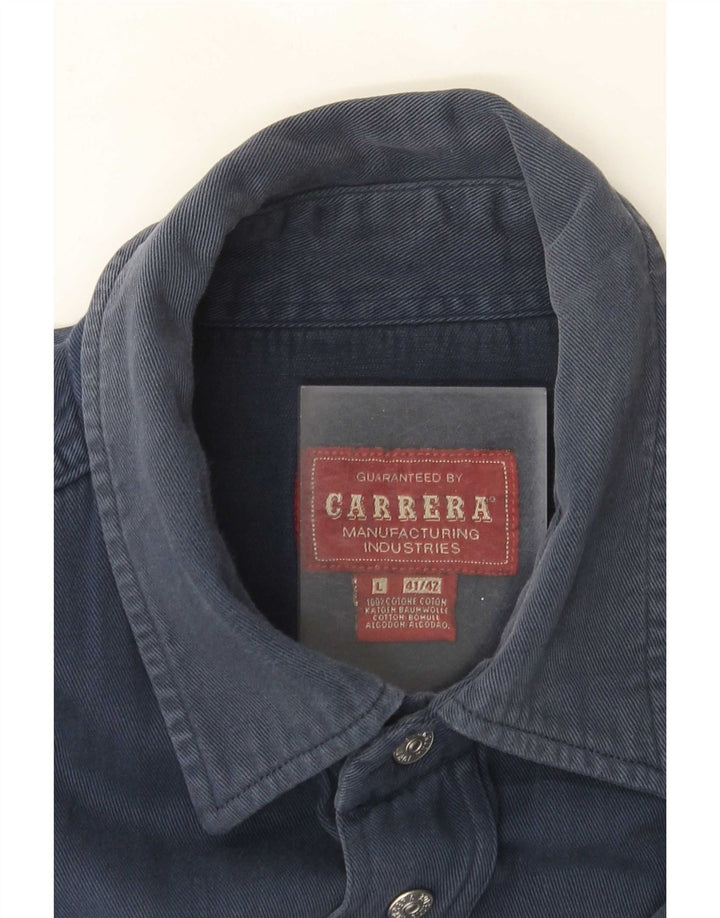 Camicia di jeans da uomo Carrera taglia 41/42 grande cotone blu navy