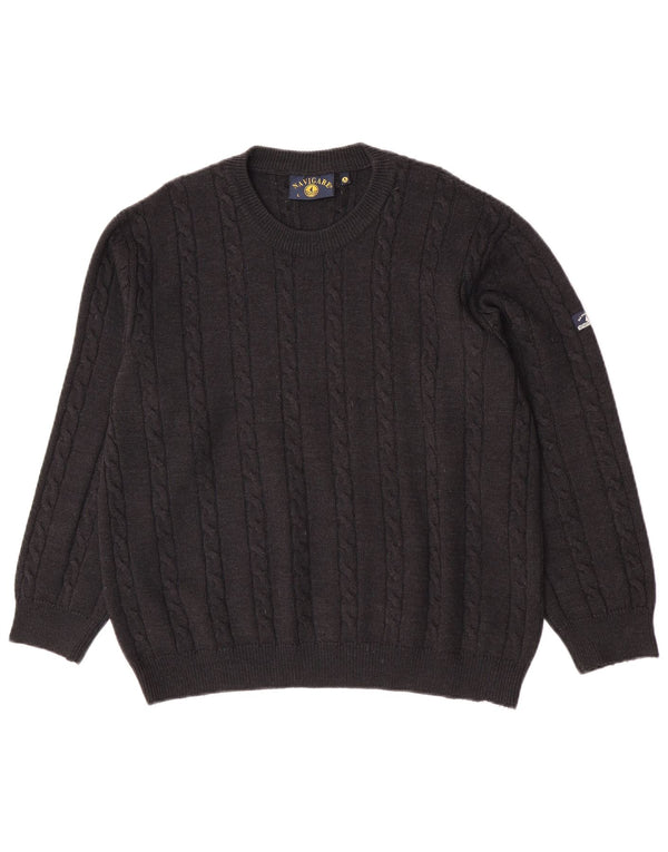 Maglione maglione girocollo da uomo Navigare grande lana grigia
