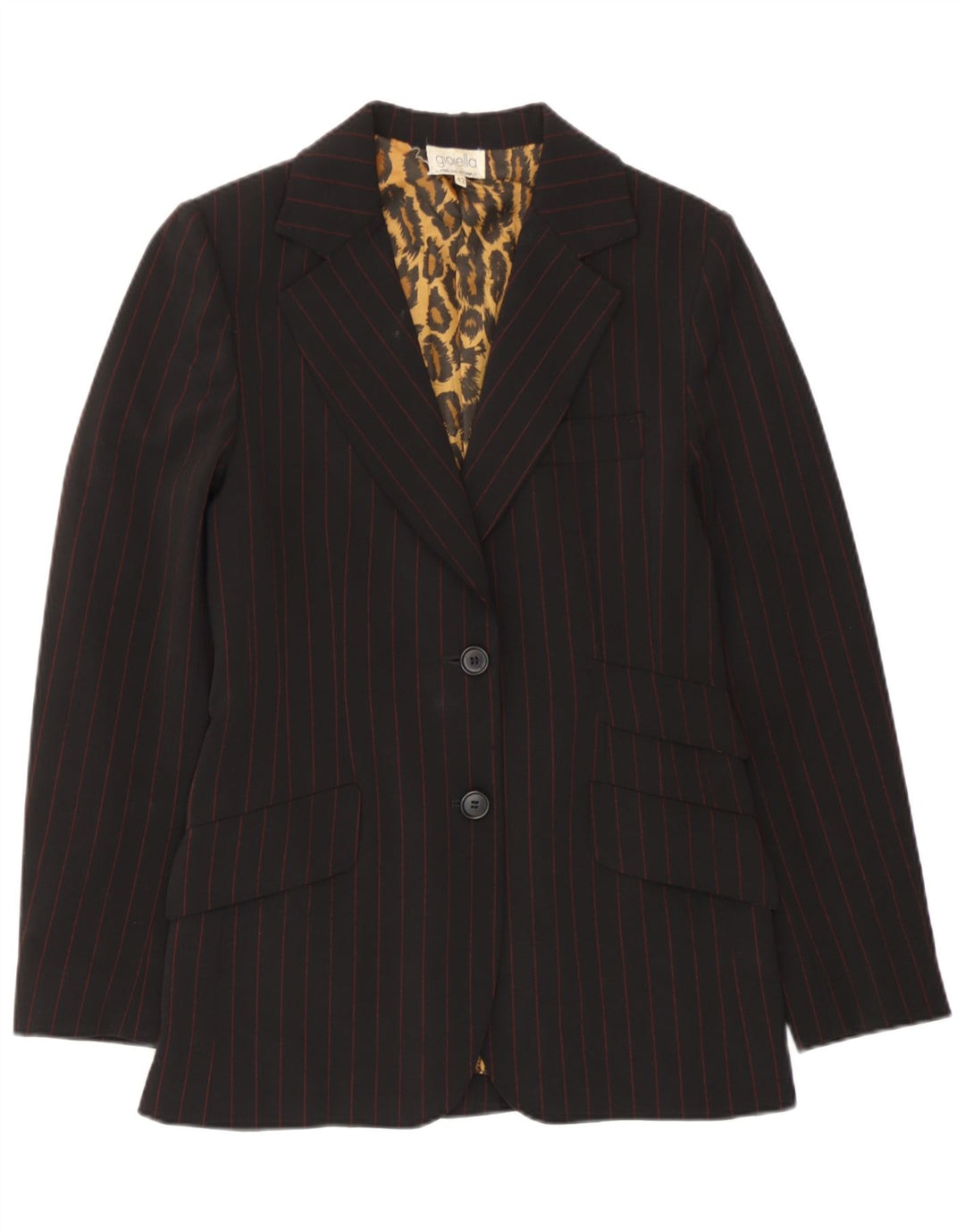Giacca blazer vintage da donna a 2 bottoni IT 42 media a righe nere