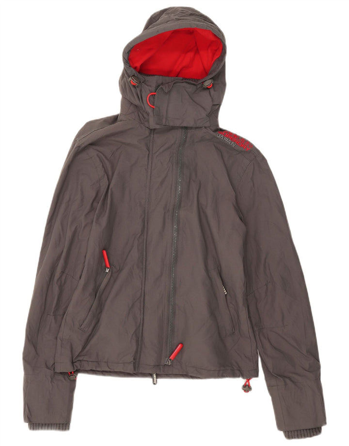 Giacca a vento grafica da donna Superdry UK 12 grigio medio