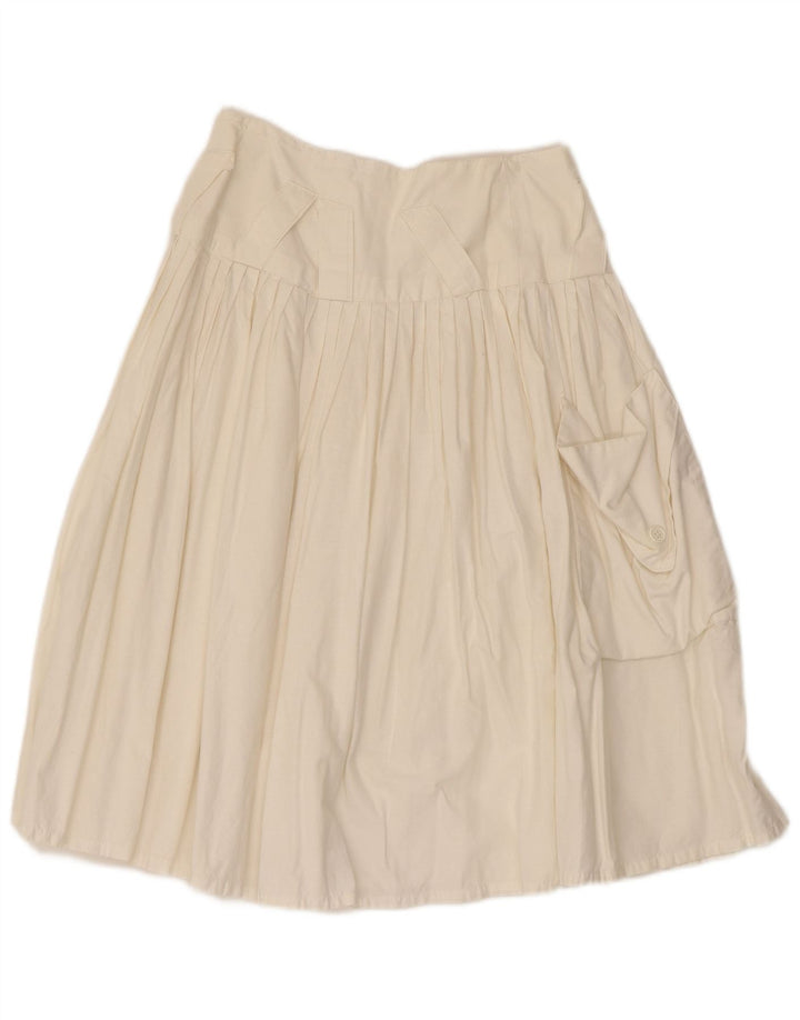 Gonna a pieghe vintage da donna IT 44 media W28 in cotone bianco