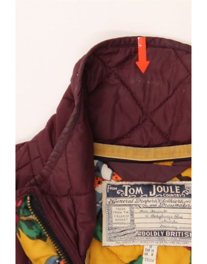 TOM JOULE Womens Quilted Jacket UK 12 Medium Burgundy Polyamide Vintage Tom Joule and Second-Hand Tom Joule from Messina Hembry 