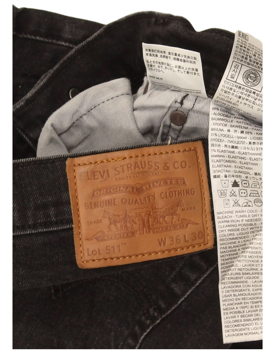 Jeans Levi's Uomo 511 Slim W36 L30 Cotone Nero
