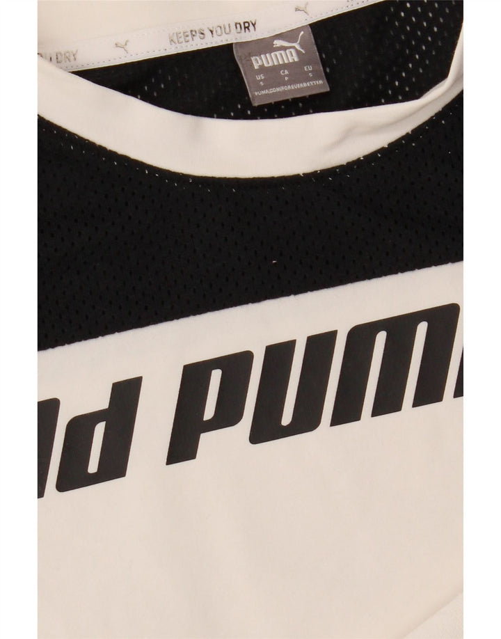 PUMA Womens Oversized Graphic T-Shirt Top UK 10 Small White Colourblock Vintage Puma and Second-Hand Puma from Messina Hembry 