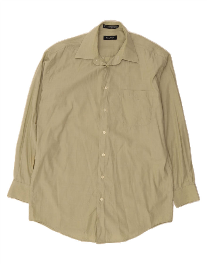 NAUTICA Mens Shirt SIze 15 Medium Khaki Cotton Vintage Nautica and Second-Hand Nautica from Messina Hembry 