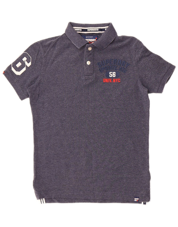 Polo grafica da uomo Superdry Small in cotone screziato blu navy