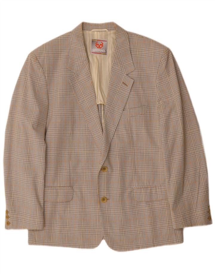 Giacca blazer da uomo a 2 bottoni Stefanel IT 48 cotone a quadri beige medio