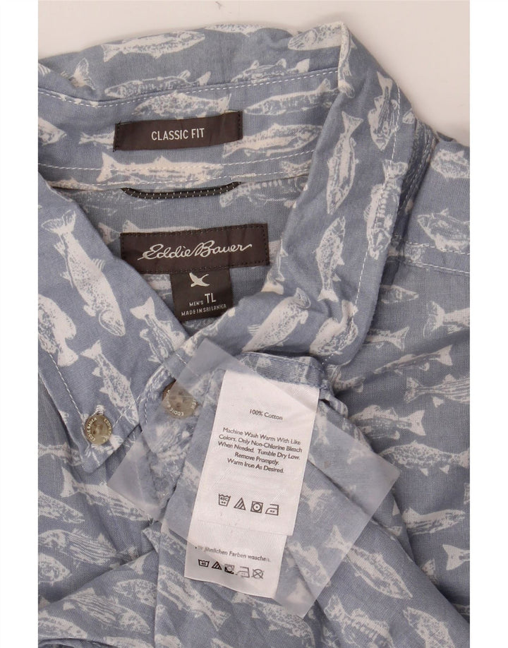EDDIE BAUER Camicia a maniche corte da uomo con motivo astratto alto, grande blu