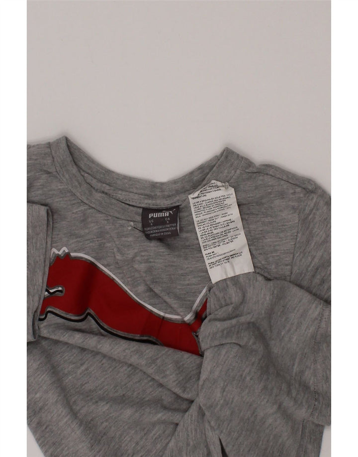 T-shirt grafica da bambino Puma Top 4-5 anni in cotone grigio
