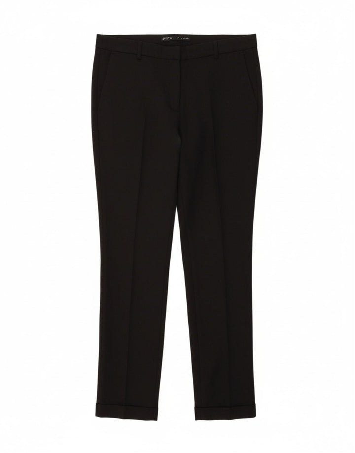 ZARA Womens Basic Slim Chino Trousers Medium W28 L26 Black Floral Viscose Vintage Zara and Second-Hand Zara from Messina Hembry 