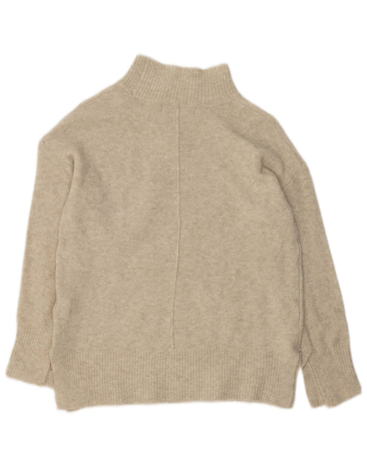Maglione maglione collo alto da donna Zara UK 10 piccolo acrilico beige