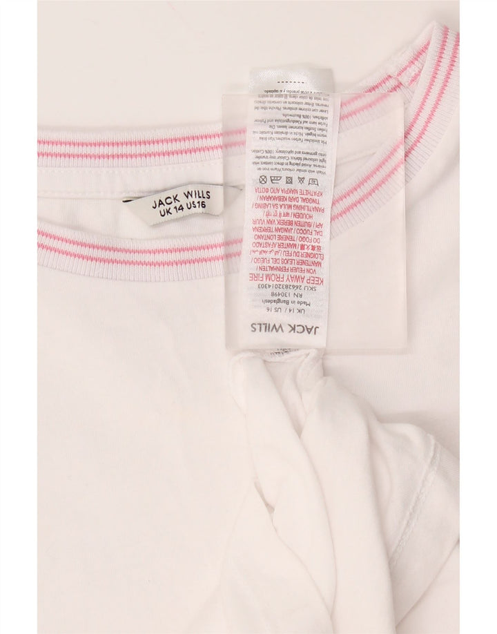 T-shirt da donna Jack Wills Top UK 14 cotone bianco medio