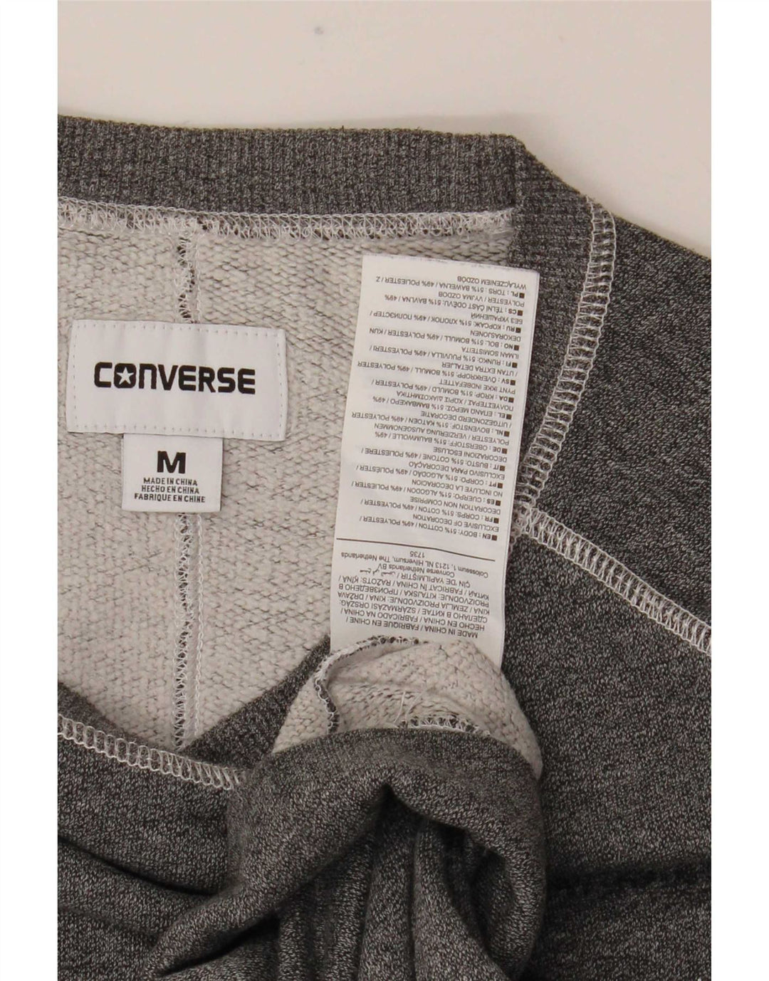 Felpa grafica da uomo Converse Maglione in cotone grigio medio