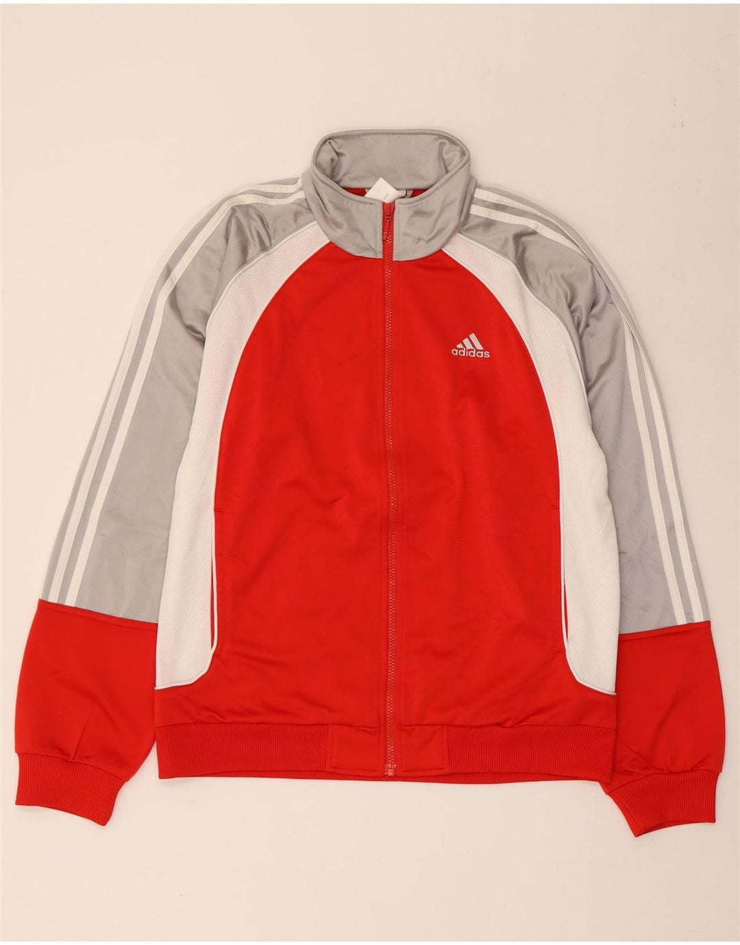 Giacca da tuta da uomo Adidas UK 40/42 Poliestere color block rosso medio