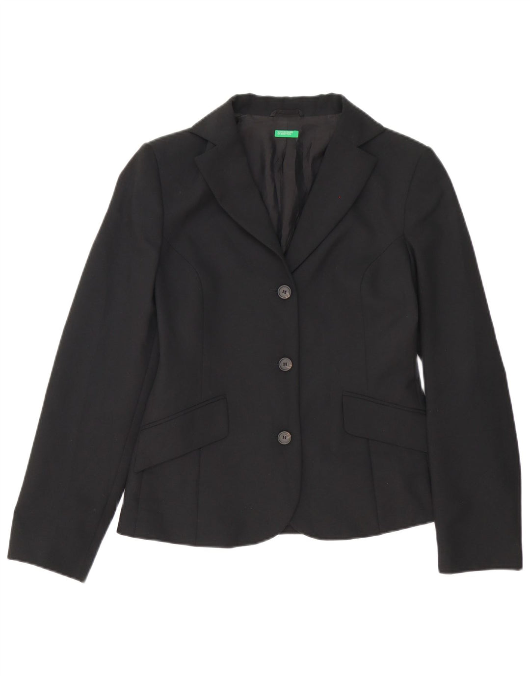 Giacca Blazer a 3 Bottoni da Donna Benetton IT 42 Medio Nero Poliestere